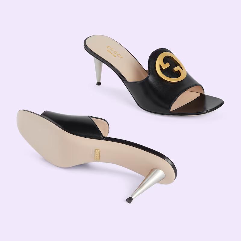 Giày Gucci Blondie Slide Sandal Nữ Đen