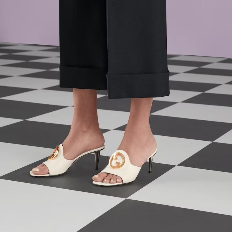 Giày Gucci Blondie Slide Sandal Nữ Trắng