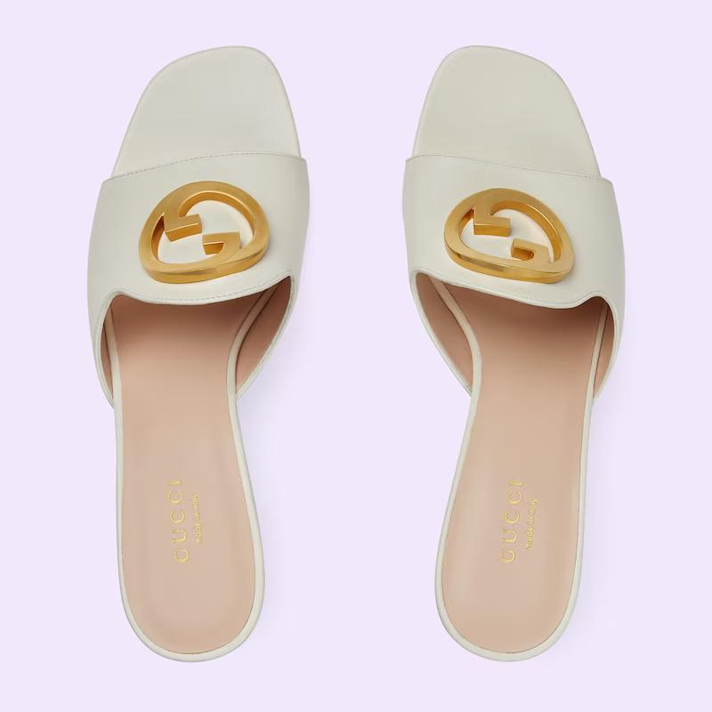 Giày Gucci Blondie Slide Sandal Nữ Trắng