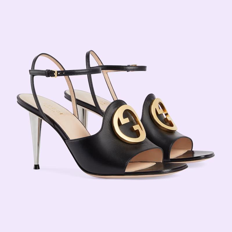 Giày Gucci Blondie Heeled Sandal Nữ Đen