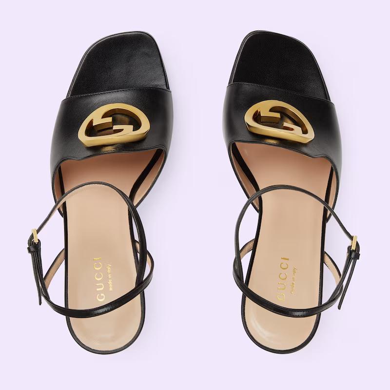 Giày Gucci Blondie Heeled Sandal Nữ Đen