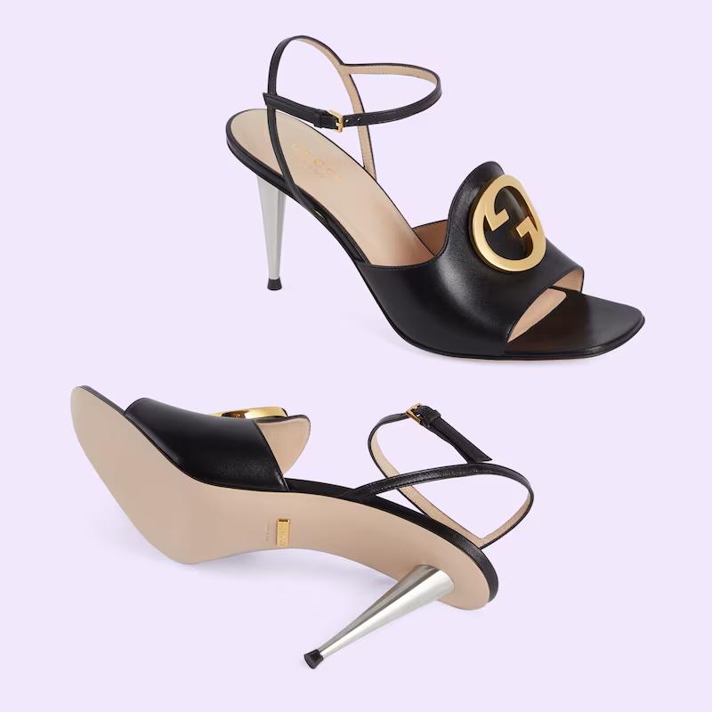 Giày Gucci Blondie Heeled Sandal Nữ Đen