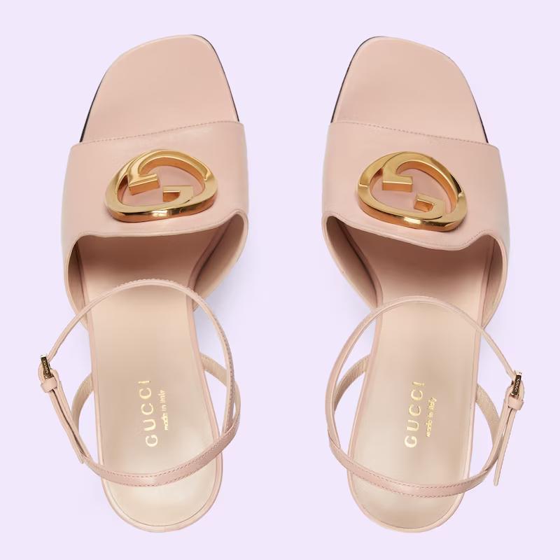 Giày Gucci Blondie Heeled Sandal Nữ Hồng