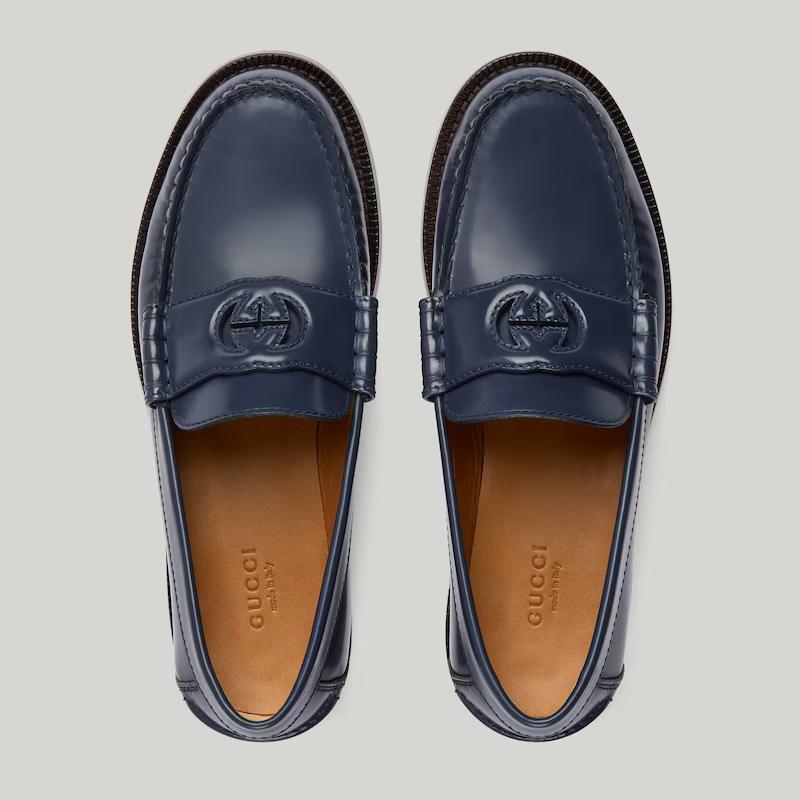 Giày Gucci Interlocking G Loafer Nữ Xanh Đen