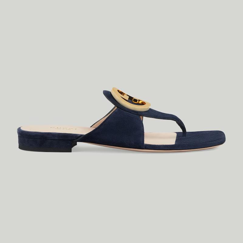 Giày Gucci Blondie Thong Sandal Nữ Xanh Đen