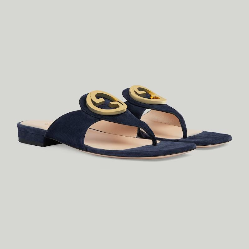 Giày Gucci Blondie Thong Sandal Nữ Xanh Đen