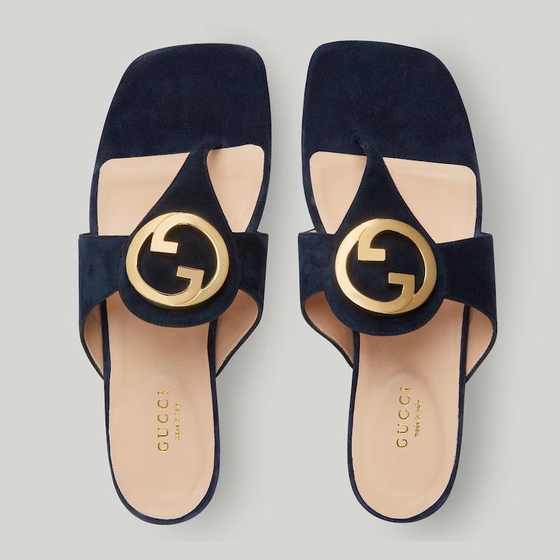 Giày Gucci Blondie Thong Sandal Nữ Xanh Đen