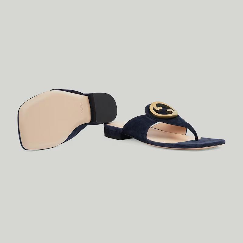 Giày Gucci Blondie Thong Sandal Nữ Xanh Đen