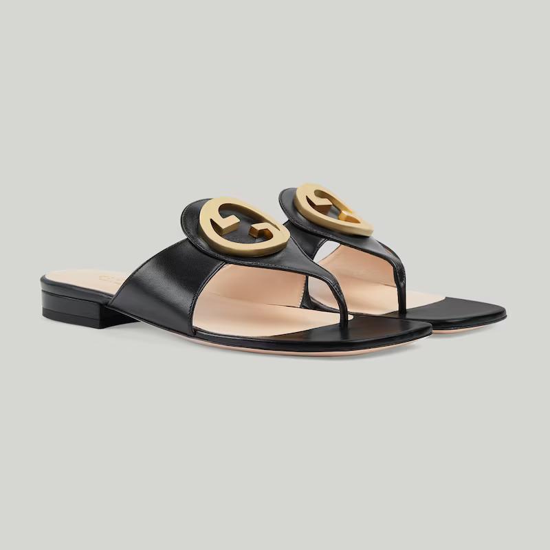 Giày Gucci Blondie Thong Sandal Nữ Đen