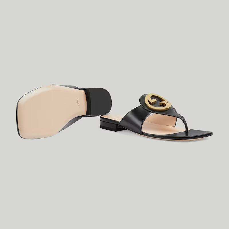 Giày Gucci Blondie Thong Sandal Nữ Đen