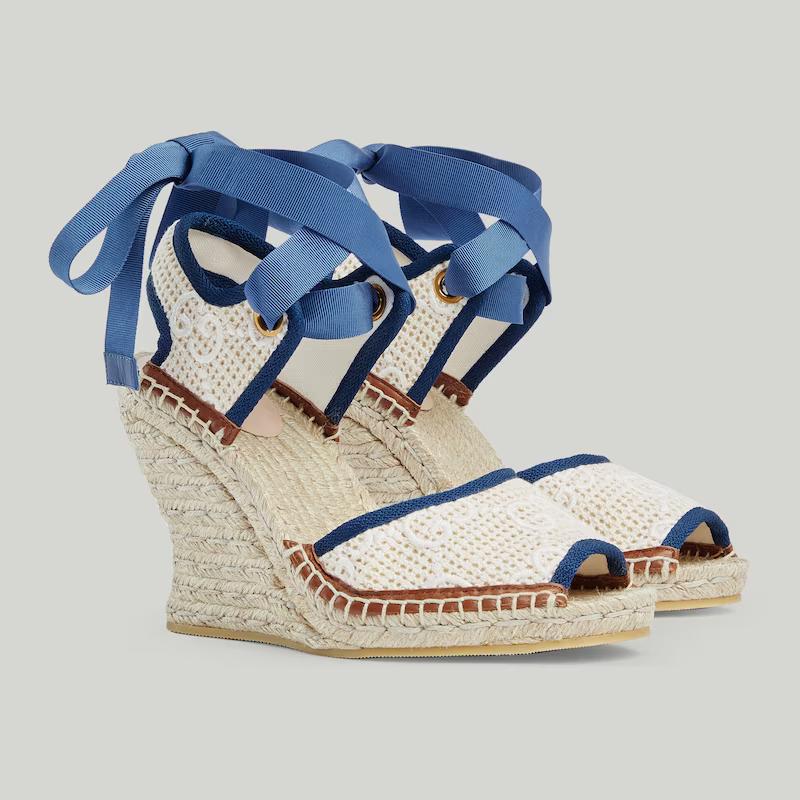 Giày Gucci Gg Espadrille Nữ Be Xanh