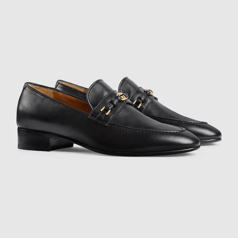 Giày Gucci Horsebit Interlocking G Loafer Nữ Đen