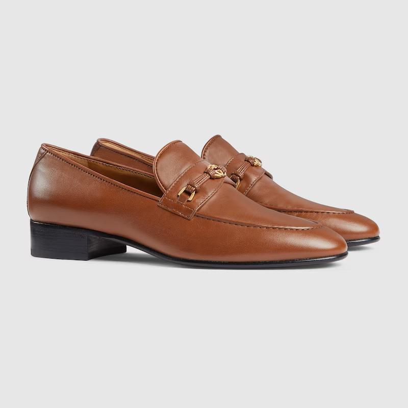 Giày Gucci Horsebit Interlocking G Loafer Nữ Nâu