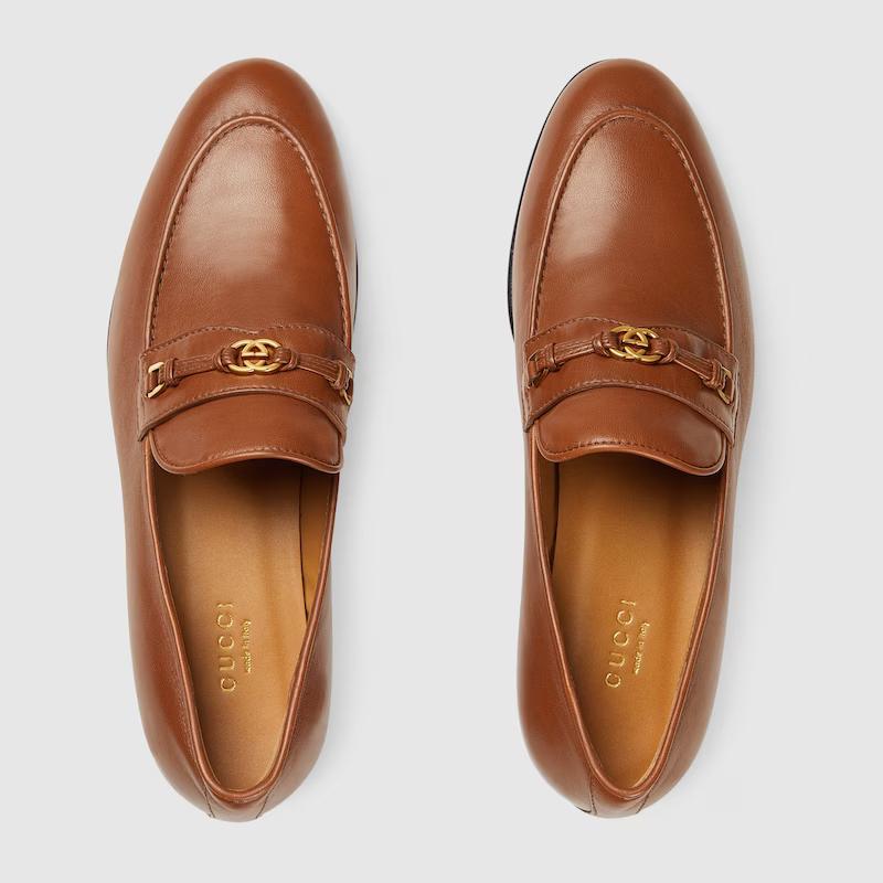 Giày Gucci Horsebit Interlocking G Loafer Nữ Nâu