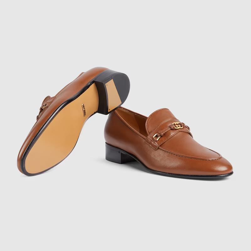 Giày Gucci Horsebit Interlocking G Loafer Nữ Nâu