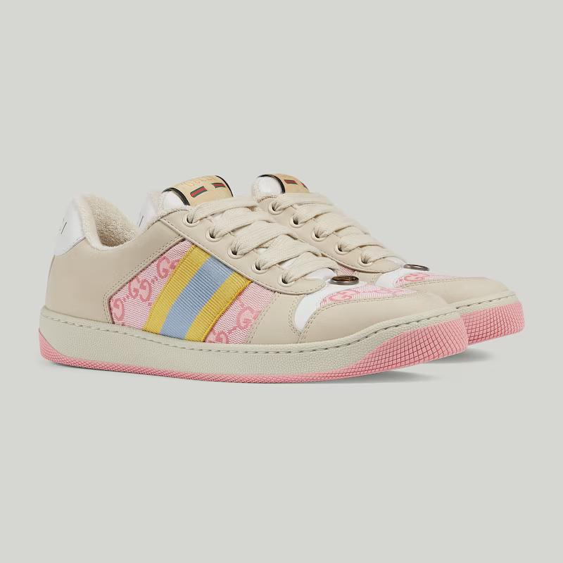 Giày Gucci Screener Sneaker Nữ Be Hồng