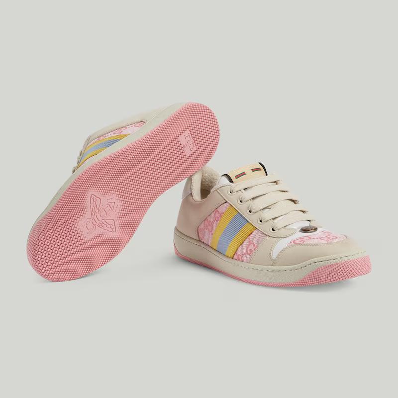 Giày Gucci Screener Sneaker Nữ Be Hồng