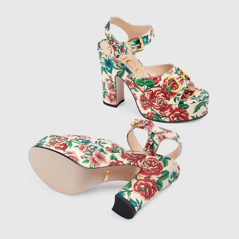 Giày Gucci Horsebit Platform Sandal Nữ Xanh Đỏ