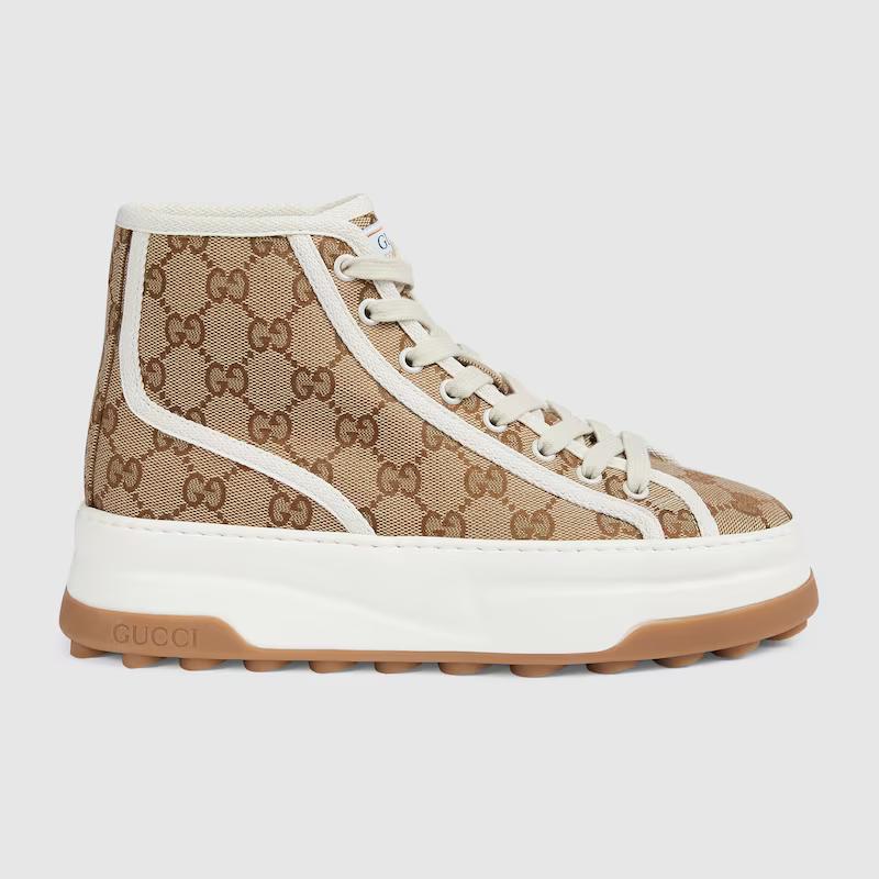 Giày Gucci Gg Sneaker Cao Cổ Nữ Nâu Trắng