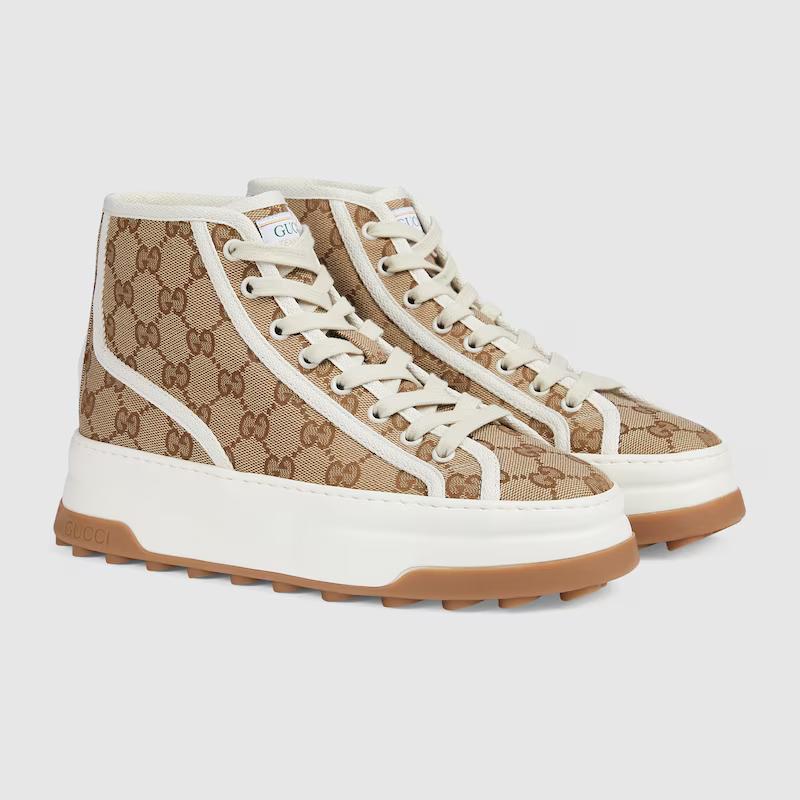 Giày Gucci Gg Sneaker Cao Cổ Nữ Nâu Trắng