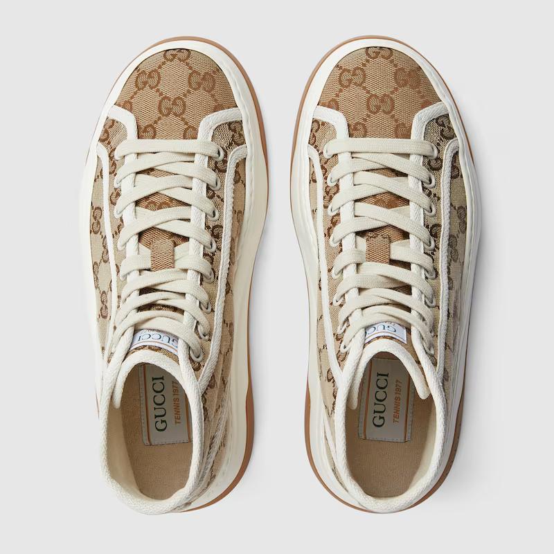 Giày Gucci Gg Sneaker Cao Cổ Nữ Nâu Trắng