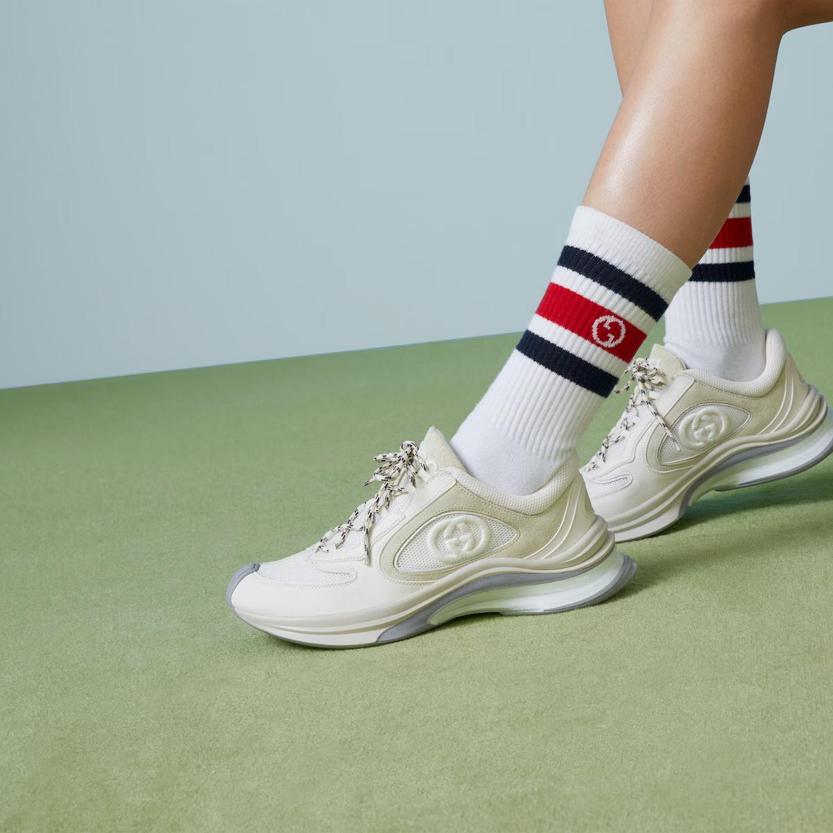 Giày Gucci Run Sneaker Nữ Trắng Be