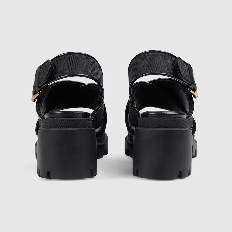 Giày Gucci Gg Lug Sole Sandal Nữ Đen