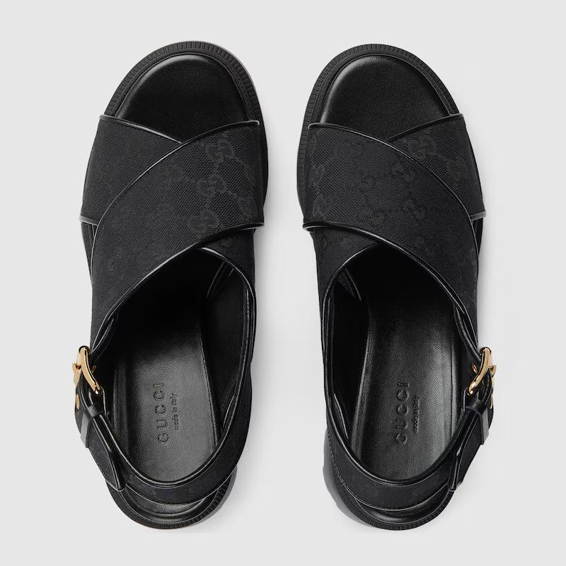 Giày Gucci Gg Lug Sole Sandal Nữ Đen