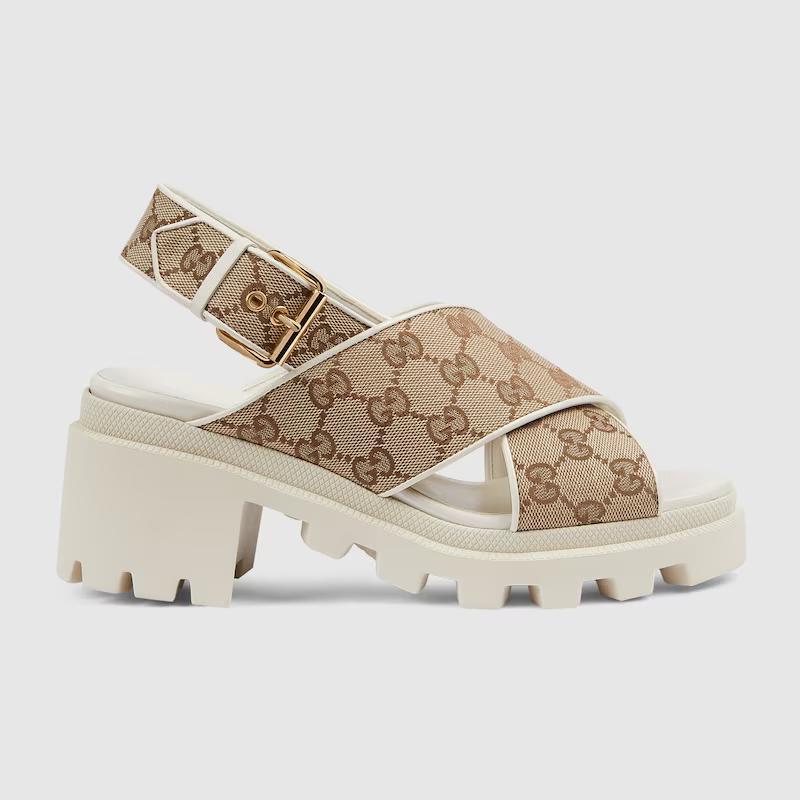 Giày Gucci Gg Lug Sole Sandal Nữ Be Nâu