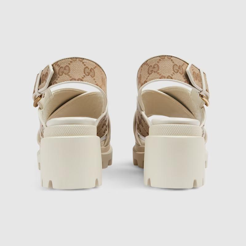 Giày Gucci Gg Lug Sole Sandal Nữ Be Nâu