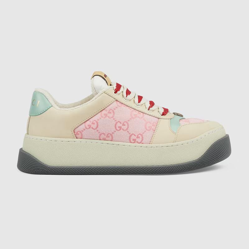 Giày Gucci Screener Sneaker Nữ Hồng Be Đỏ