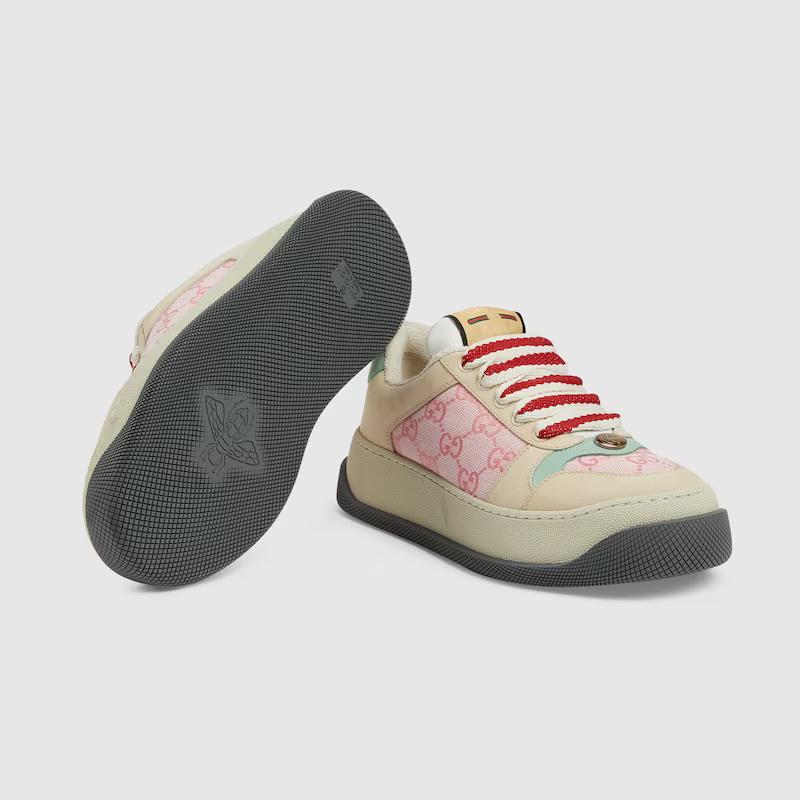 Giày Gucci Screener Sneaker Nữ Hồng Be Đỏ