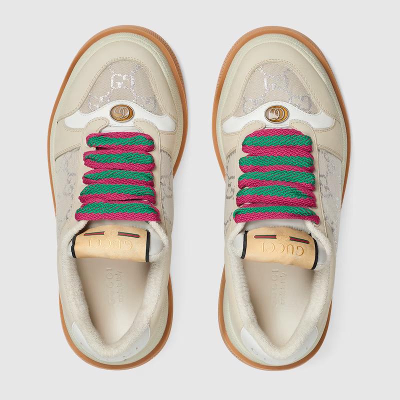 Giày Gucci Screener Sneaker Nữ Be Xanh Đỏ