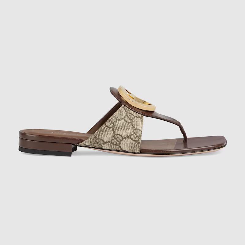 Giày Gucci Blondie Thong Sandal Nữ Nâu