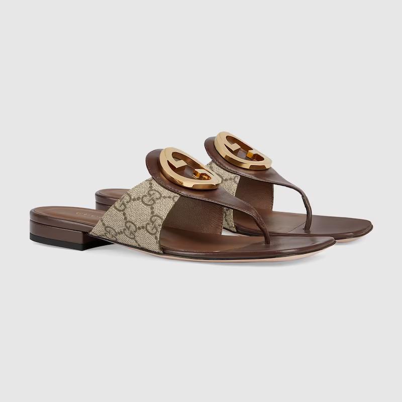 Giày Gucci Blondie Thong Sandal Nữ Nâu