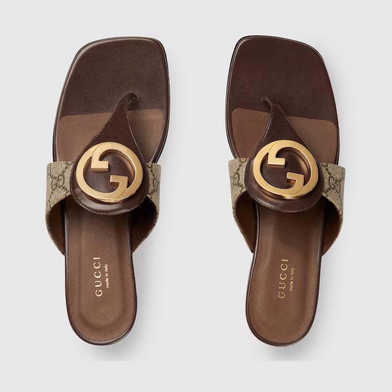 Giày Gucci Blondie Thong Sandal Nữ Nâu