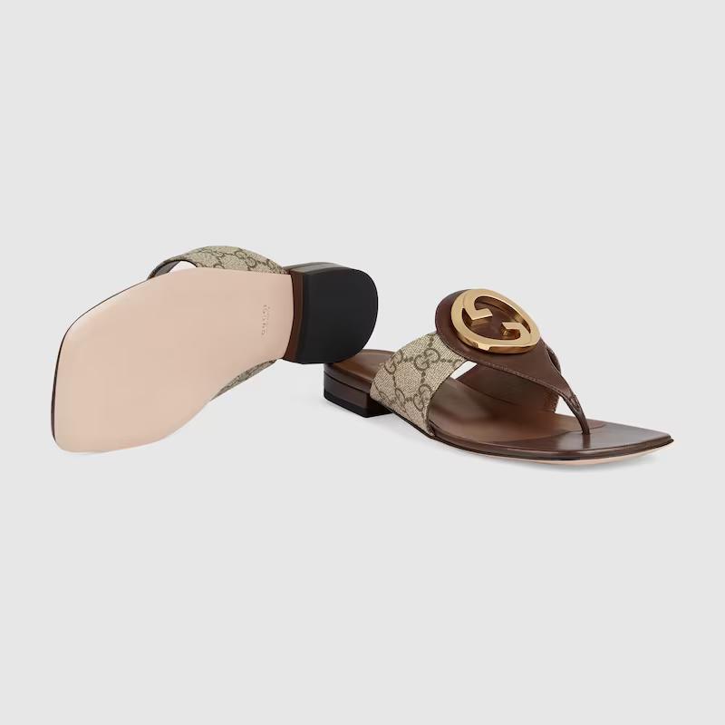 Giày Gucci Blondie Thong Sandal Nữ Nâu