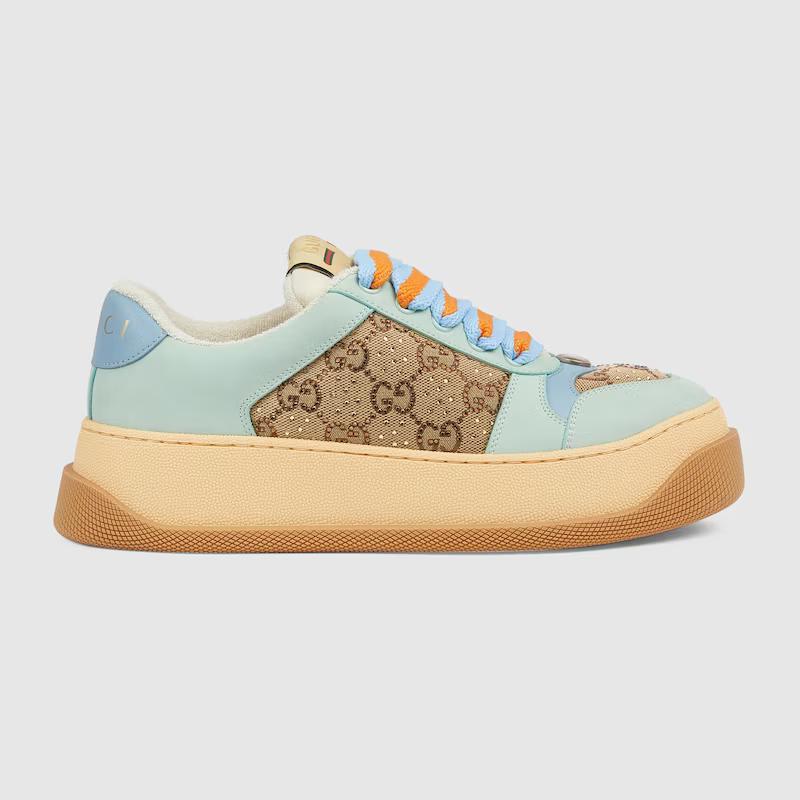 Giày Gucci Screener Sneaker Nữ Xanh Nâu Cam