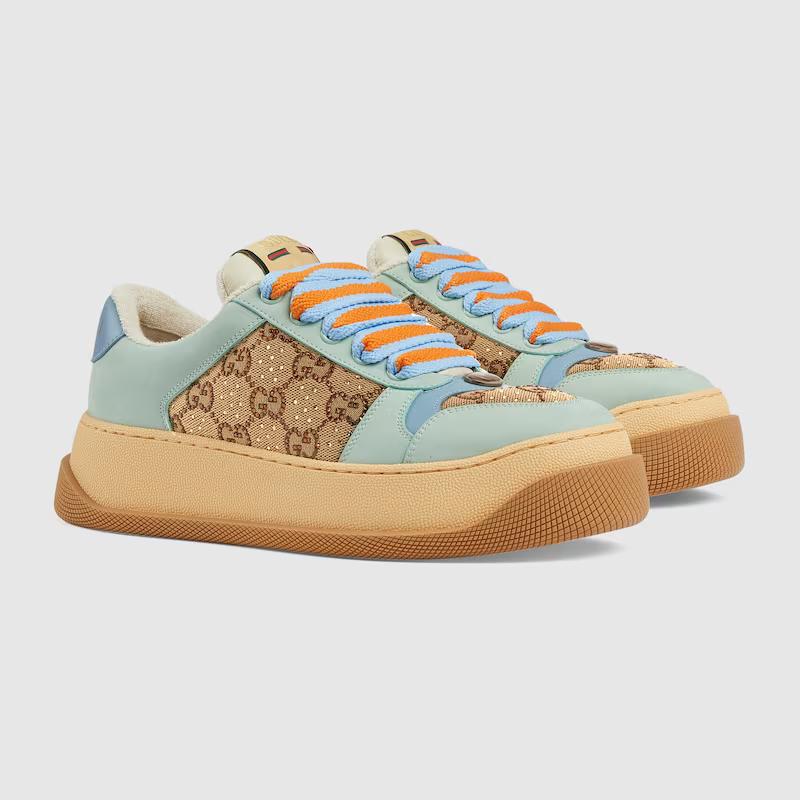 Giày Gucci Screener Sneaker Nữ Xanh Nâu Cam