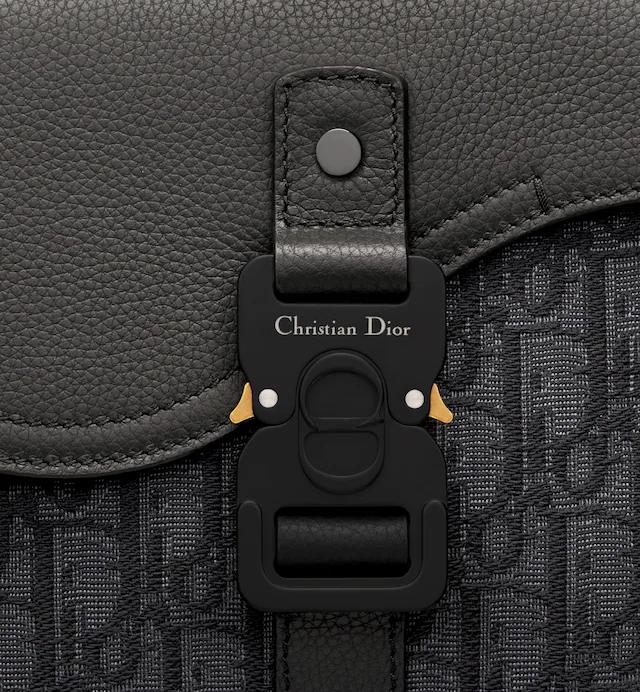 Túi Dior Mini Saddle Bag With Strap Black Dior Oblique Jacquard and Grained Calfskin