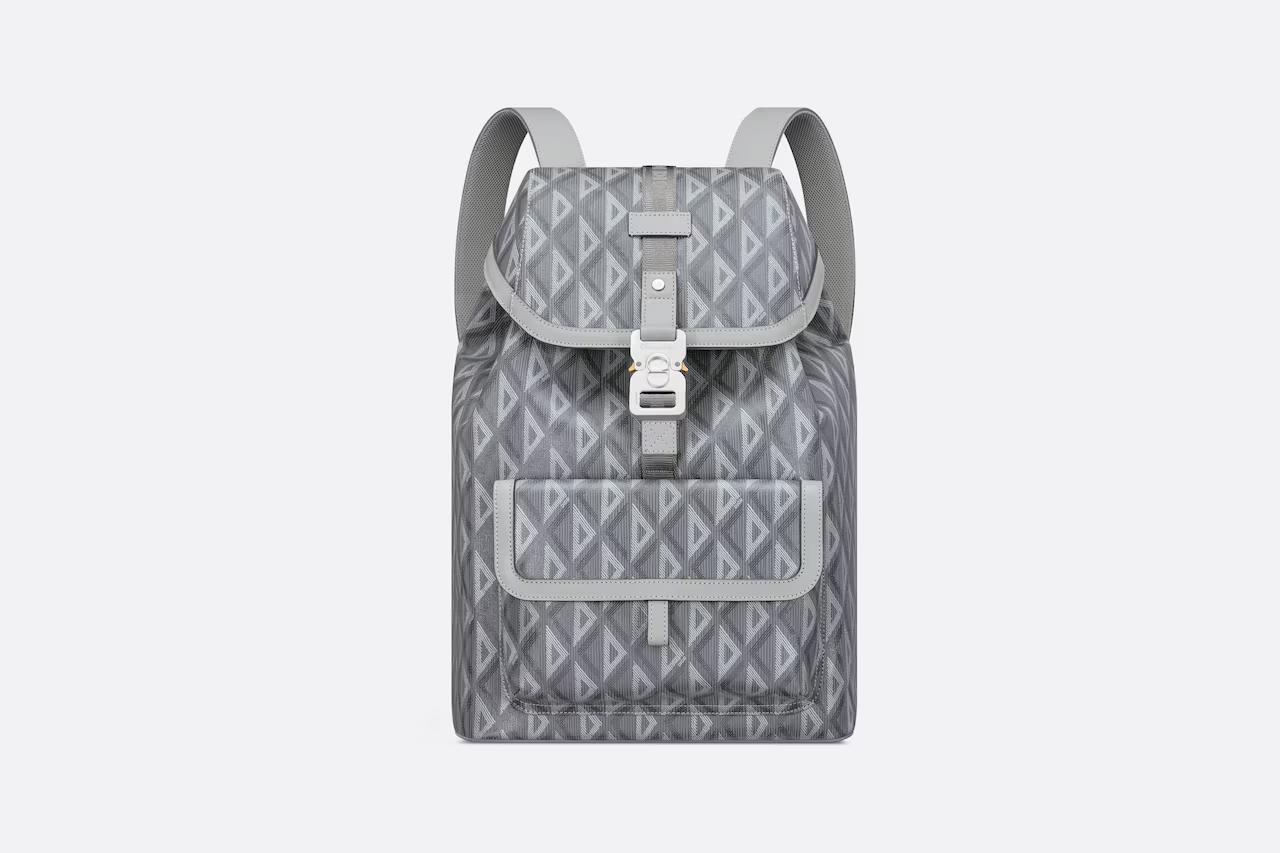 Túi Dior Hit The Road Backpack Dior Gray CD Diamond Canvas and Smooth Calfskin