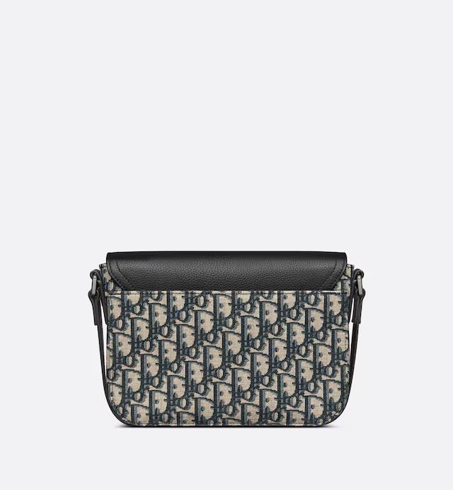 Túi Dior Mini Saddle Bag With Strap Beige and Black Dior Oblique Jacquard and Black Grained Calfskin