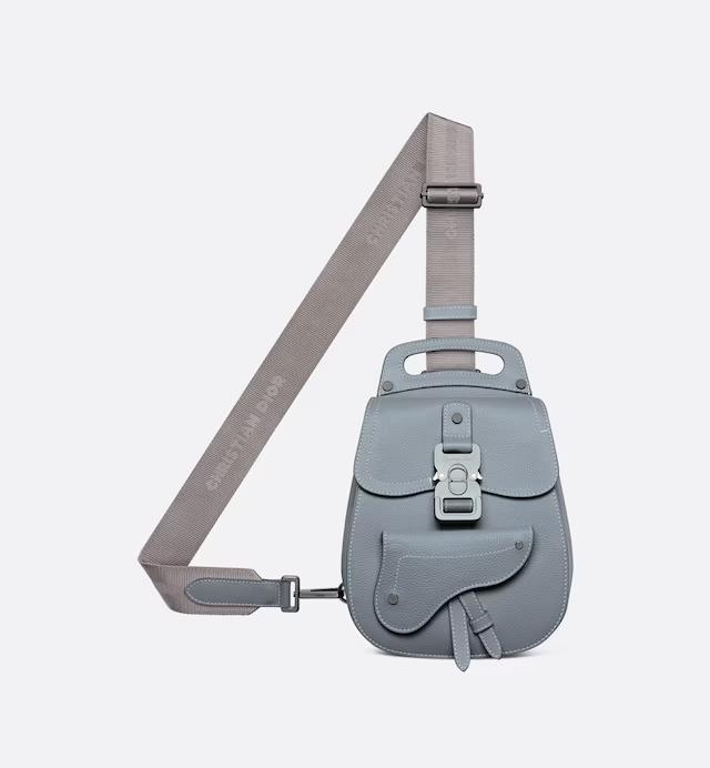 Túi Dior Mini Gallop Sling Bag Dior Gray Grained Calfskin