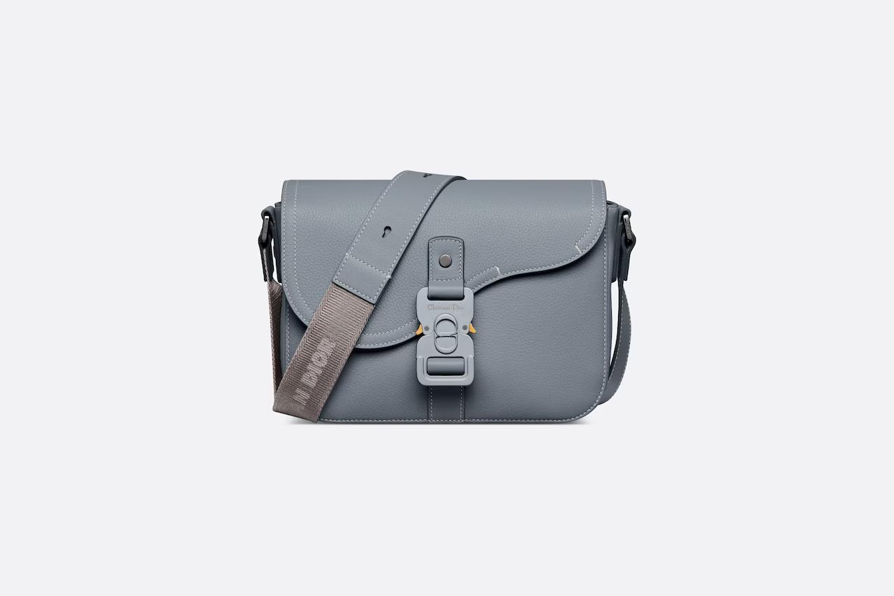 Túi Dior Mini Saddle Bag With Strap Dior Gray Grained Calfskin