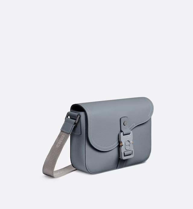 Túi Dior Mini Saddle Bag With Strap Dior Gray Grained Calfskin