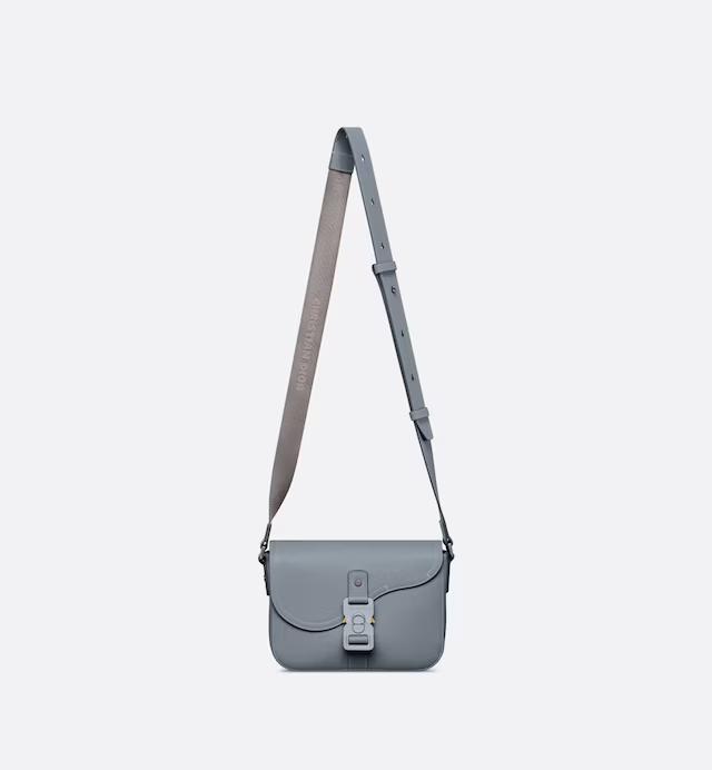 Túi Dior Mini Saddle Bag With Strap Dior Gray Grained Calfskin