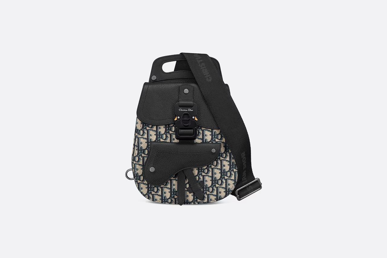 Túi Dior Mini Gallop Sling Bag Beige and Black Dior Oblique Jacquard and Black Grained Calfskin