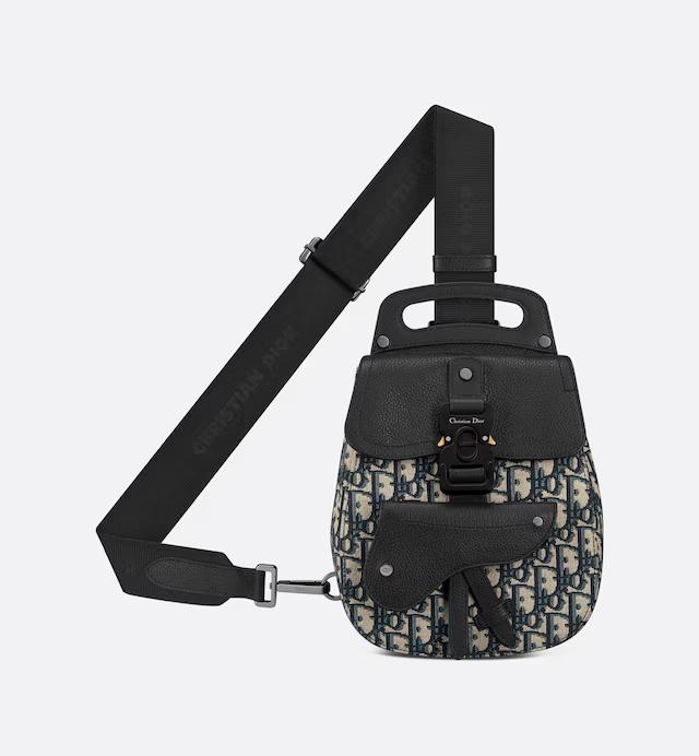 Túi Dior Mini Gallop Sling Bag Beige and Black Dior Oblique Jacquard and Black Grained Calfskin