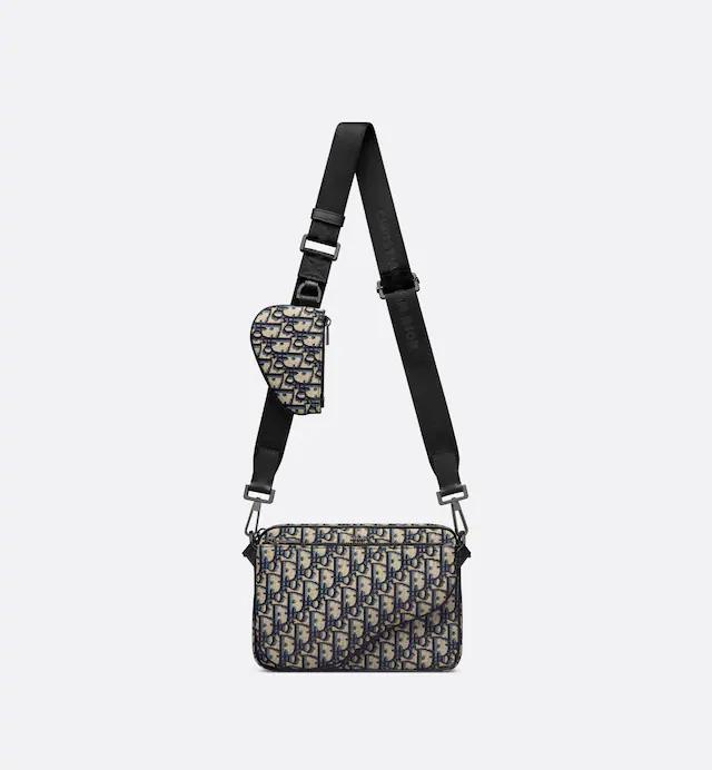 Túi Dior Saddle Triple Pouch Beige and Black Dior Oblique Jacquard