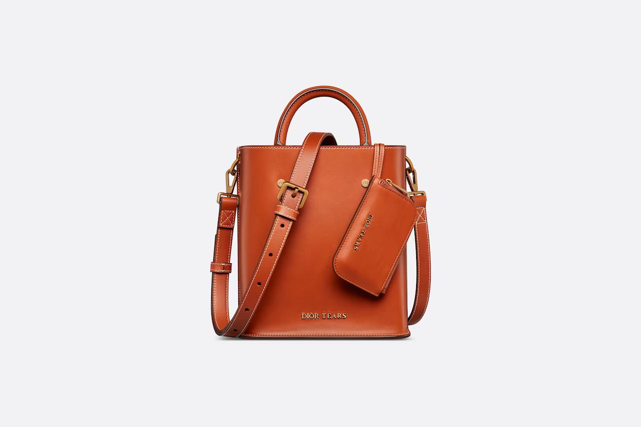 Túi Dior Mini Dior Tears North-South Tote Bag Cognac Brown Smooth Calfskin